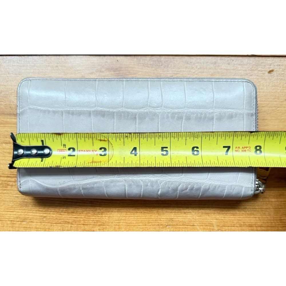 Vintage COACH Leather Wallet Taupe/ Warm Gray Crocodile Gator Embossed Long Zip - Picture 3 of 9